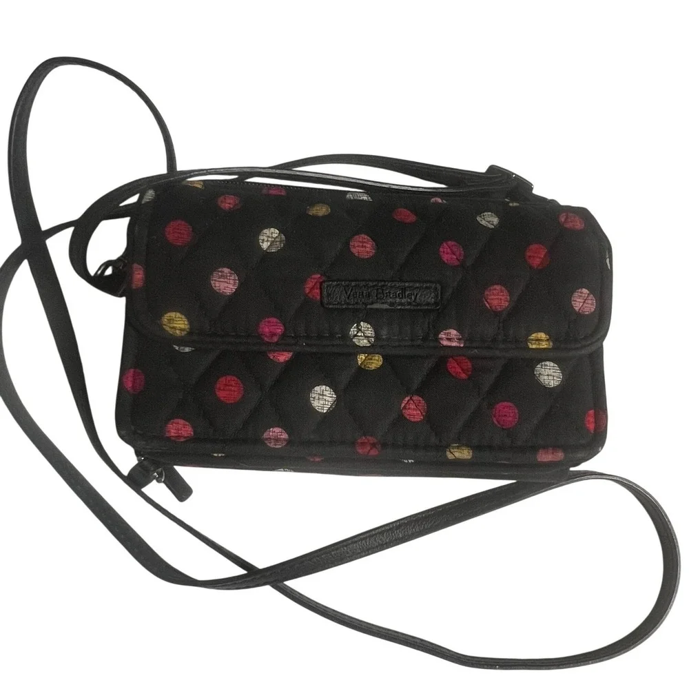 Vera Bradley Havana‎ Dots Quilted All In One Crossbody Wallet Organzier Bag